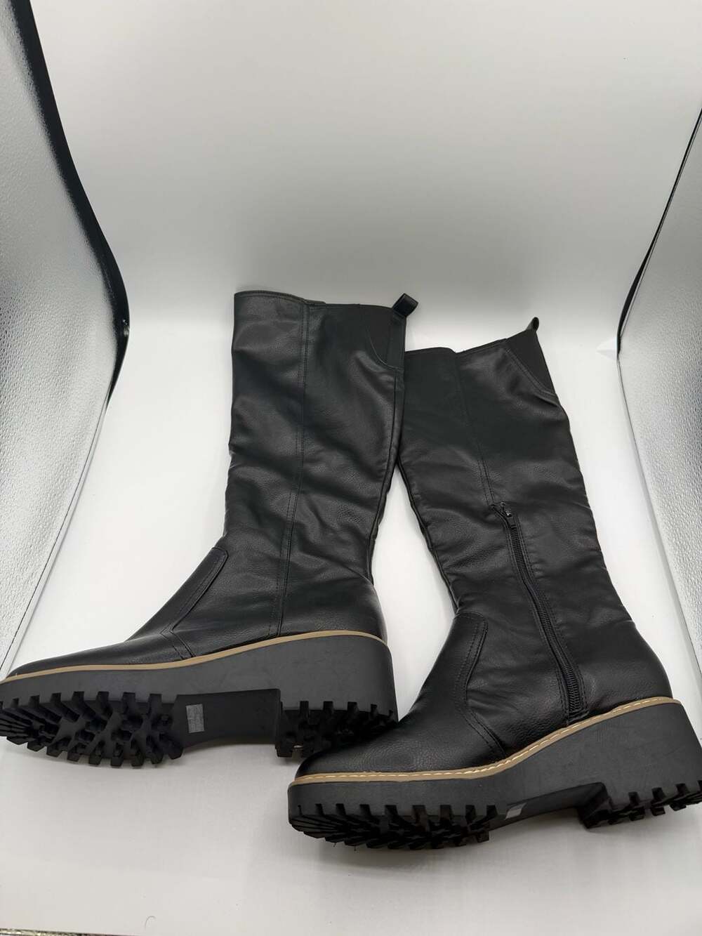 DV Dolce Vita Rhory Tall Lug-Sole Riding Boots Black